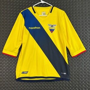 Ecuador Marathon Yellow Blue Red Short Sleeve Soccer Jersey Youth Size Medium